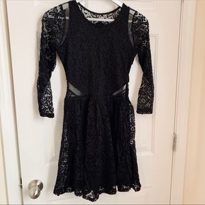 Abercrombie Black Lace Long Sleeve Semi Dress